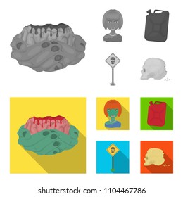 Zombies and Attributes monochrome,flat icons in set collection for design. Dead man vector symbol stock web illustration.