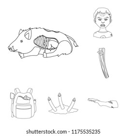 Zombies and Attributes outline icons in set collection for design. Dead man vector symbol stock  illustration.