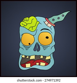 Zombies cartoon face on a dark background
