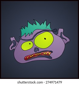 Zombies cartoon face on a dark background