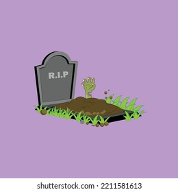 zombies coming out of graveyard halloween cartoon