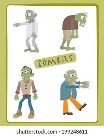 Zombies - Cute set of four zombies. Eps10