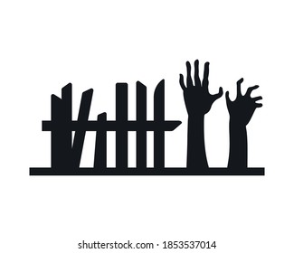 Zombies Totenhände und Zaun Vektorgrafik-Design