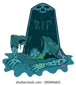 of zombies emerges from the grave on Halloween