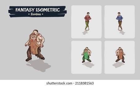 Zombies Fantasy game assets - Isometric Vector Illustration