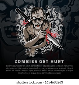 Zombies get hurt vector illustration