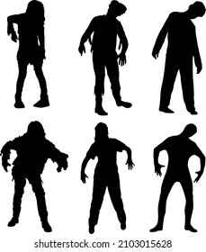 Zombies Halloween Vector Silhouette Pack