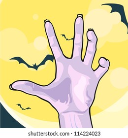 Zombie's hand against the moon