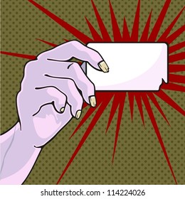 Zombie's hand with a card