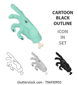 Zombie's hand icon in cartoon style isolated on white background. Films and cinema symbol stock vector illustration.