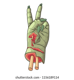 A zombie's hand with scratches and torn wounds. Vector illustration.
