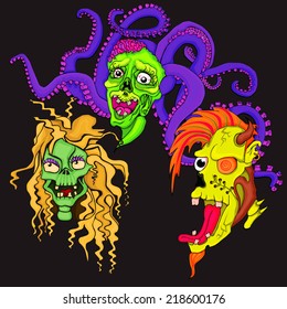 zombies head. cartoon character 