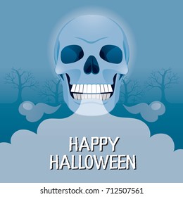 Zombies Head, Skull With Cold Smoke From Mouth, Mystery, Holiday, Culture, Halloween, Fantasy, Night Party