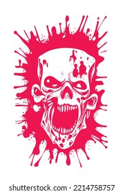 zombie's head splattered with blood vector illustration