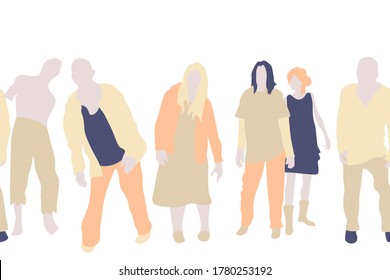 Zombies horizontally seamless pattern. Horizontally repetitive vector illustration on transparent background. 