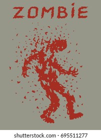 Zombies invasion stopping. Vector illustration. Scary character silhouette. The horror genre. Gray color background.