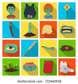 Zombies, man, terrible, and other web icon in flat style.Apocalypse, dead, infected, icons in set collection.