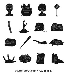 Zombies, man, terrible, and other web icon in black style.Apocalypse, dead, infected, icons in set collection.
