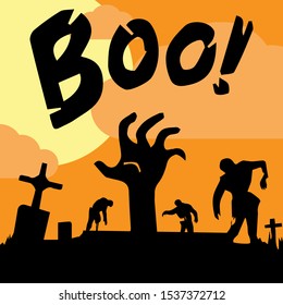 The Zombies Out of The Grave Flat Design Poster