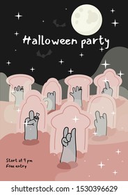Zombies rise from graves in a cemetery to go to a Halloween party