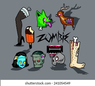 Zombies.Old school.Single vector.Illustrator file