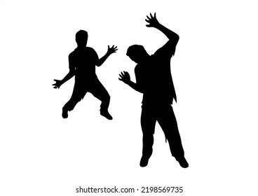 Zombies Silhouette, Isolated on White