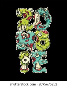 Zombies! Text lettering illustration.
Vector illustration.