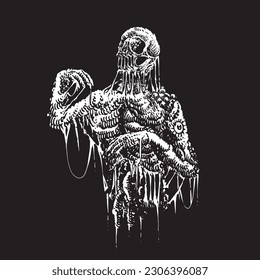 Zombie-themed vector illustration, suitable for tattoos and t-shirt designs