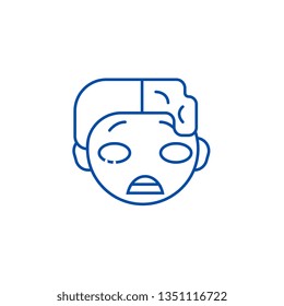 Zomby emoji line icon concept. Zomby emoji flat  vector symbol, sign, outline illustration.