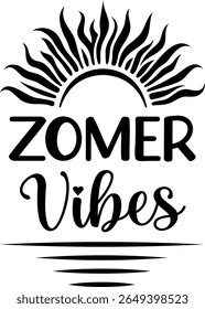 Zomer Vibes. Summer vector lettering. Dutch text: Summer Vibes.