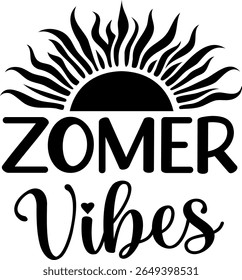 Zomer Vibes. Summer vector lettering. Dutch text: Summer Vibes.