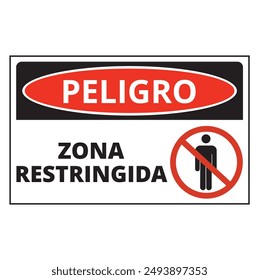 Zona restringida banner on a white background (trad. restricted area, danger)