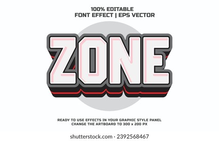 Zone 3d editable vector text style effect.