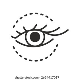 zona ao redor dos olhos, área dos olhos da pele, ícone de cuidados com a pele, procedimento cosmético, ilustração vetorial linear