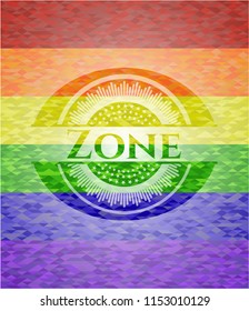Zone emblem on mosaic background with the colors of the LGBT flag