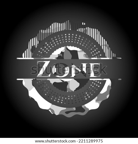 Zone grey camouflaged emblem. Vector Illustration. 