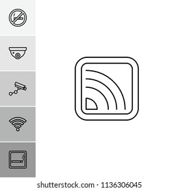 Zone icon. collection of 6 zone outline icons such as smoking area, security camera, security camera, no smoking. editable zone icons for web and mobile.