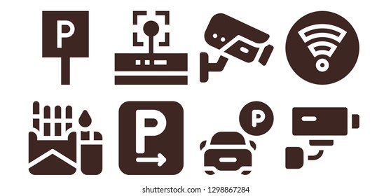  zone icon set. 8 filled zone icons. Simple modern icons about  - Cigarette, Parking, Wifi, Cctv, Security camera