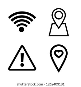 zone icon set about placeholder, warning sign and wifi sign vector set