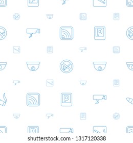 zone icons pattern seamless white background. Included editable line wi fi, no smoking, smoking area, Security camera, security camera, parking icons. zone icons for web and mobile.
