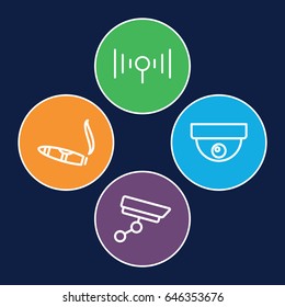 Zone icons set. set of 4 zone outline icons such as cigarette, signal