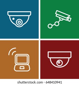 Zone icons set. set of 4 zone outline icons such as security camera, security camera