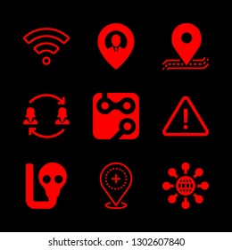 zone icons set and gas mask  wifi   placeholder vector set