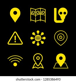zone icons set and placeholder  gas mask   partition vector set