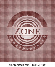 Zone red seamless emblem with geometric pattern.