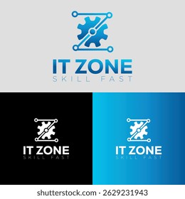 IT Zone tech logo design vector. Information and Technology company logo vector.
