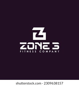 zone3 fitness company modern minimalist unique creative elegant logo design template.eps