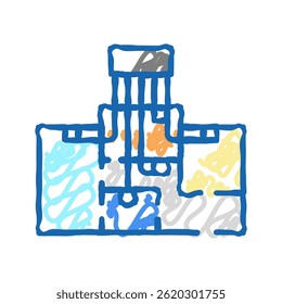 Sistemas de calefacción y refrigeración zonificados Vector de dibujo de icono de doodle. signo de sistemas de calefacción y refrigeración zonificados. ilustración de símbolo aislado
