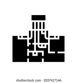 zoned heating cooling systems glyph icon vector. zoned heating cooling systems sign. isolated contour symbol black illustration