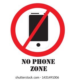 Zones are forbidden to activate mobile phones. Vektor of phone